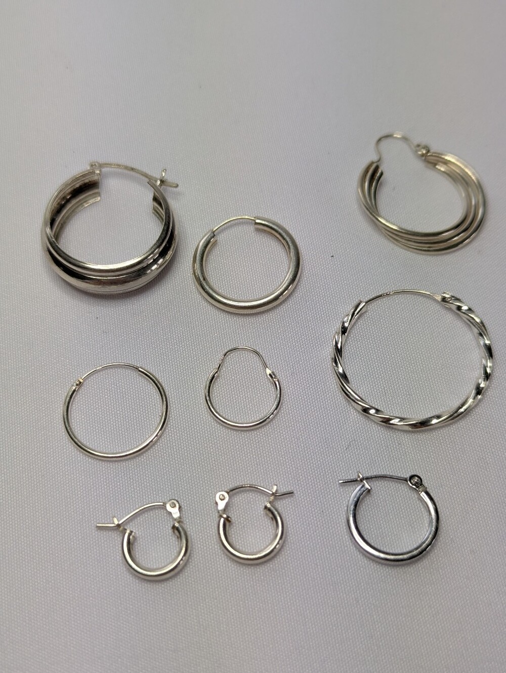 9 Sterling Silver Hoop Earring Set - Mixed Styles in Silver